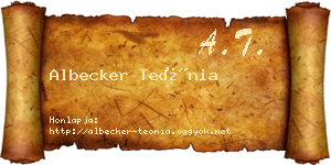Albecker Teónia névjegykártya